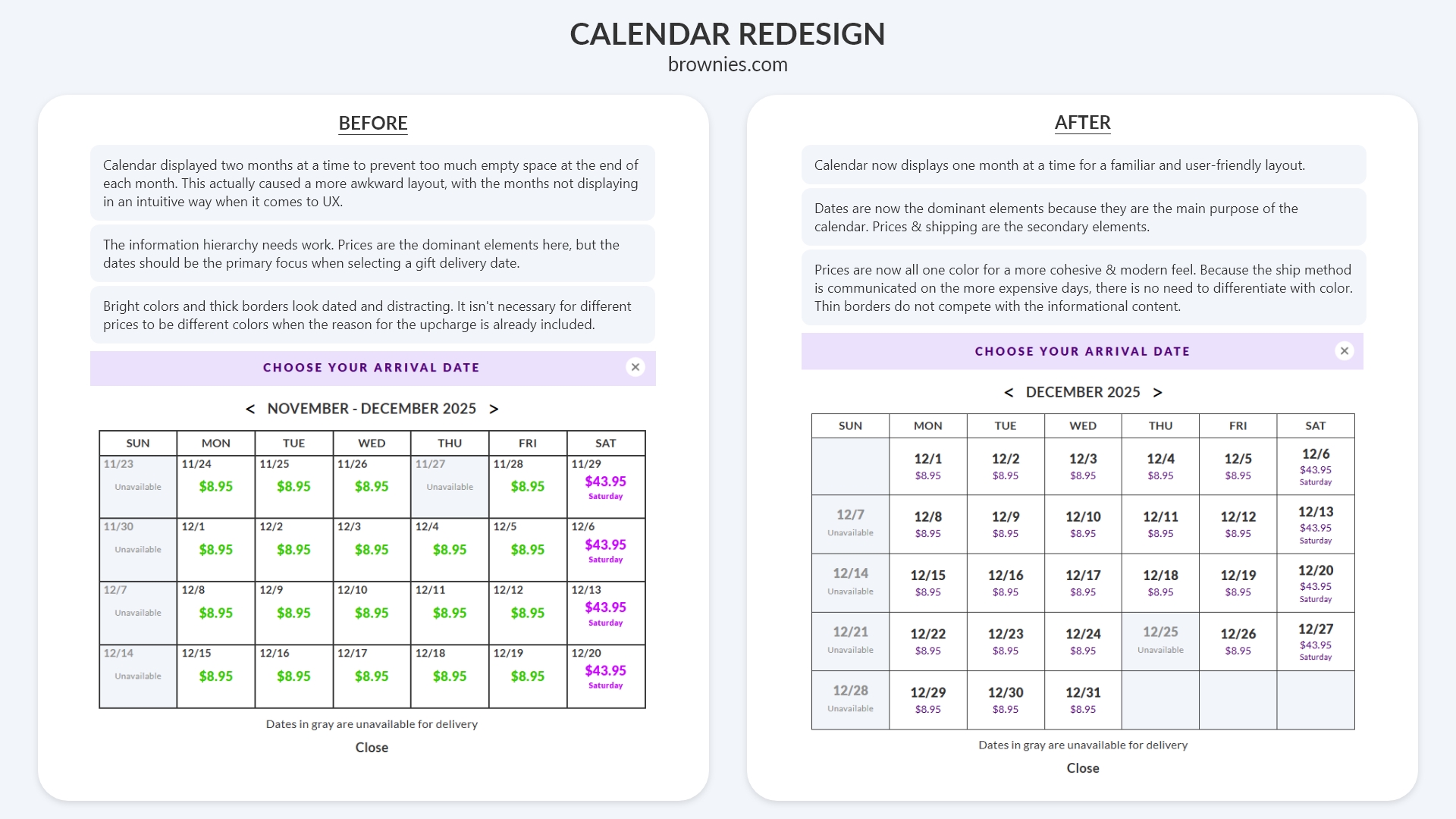 Delivery Calendar Redesign